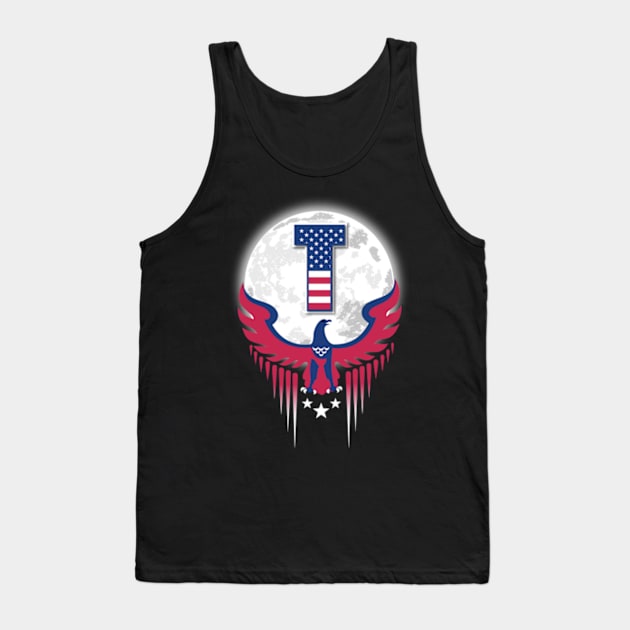 American flag Initial T Tank Top by Mayathebeezzz